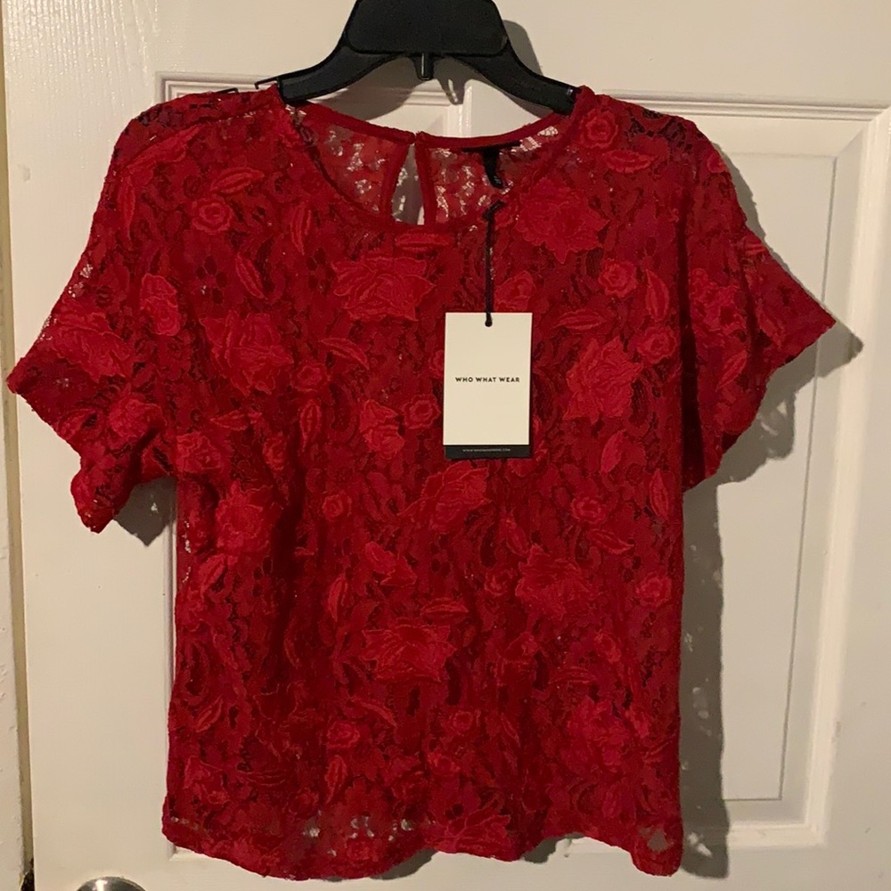 Red lace top and skirt